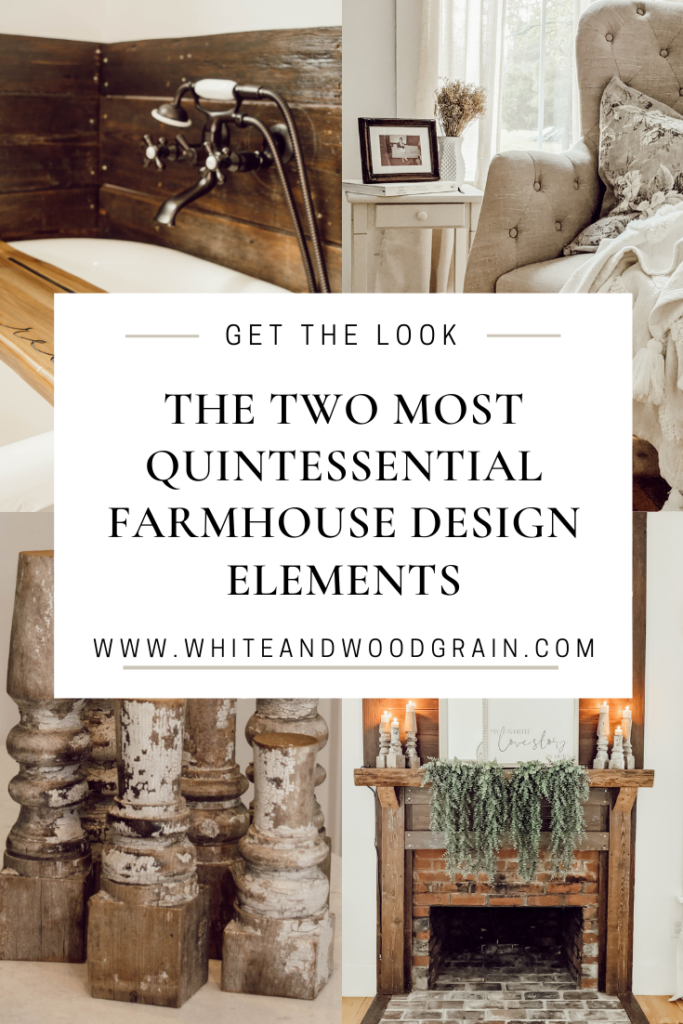 quintessential farmhouse design element woodgrain and white decor