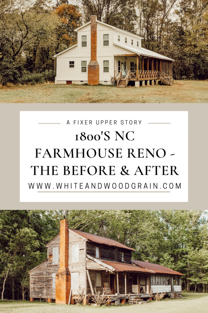 the before and after of an 1800's farmhouse renovation