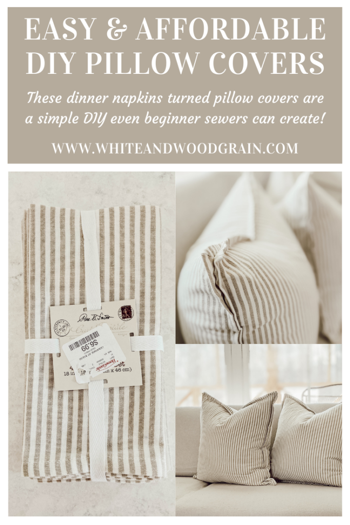 DIY cloth napkin pillow covers
