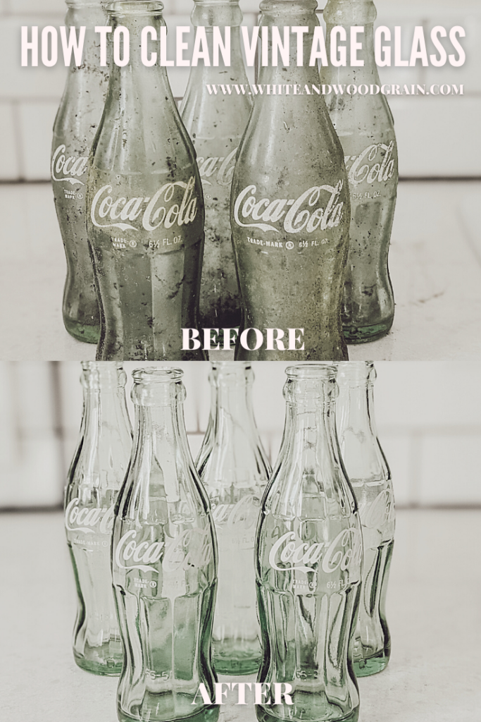 how to clean a glass bottle like these green coca cola bottles