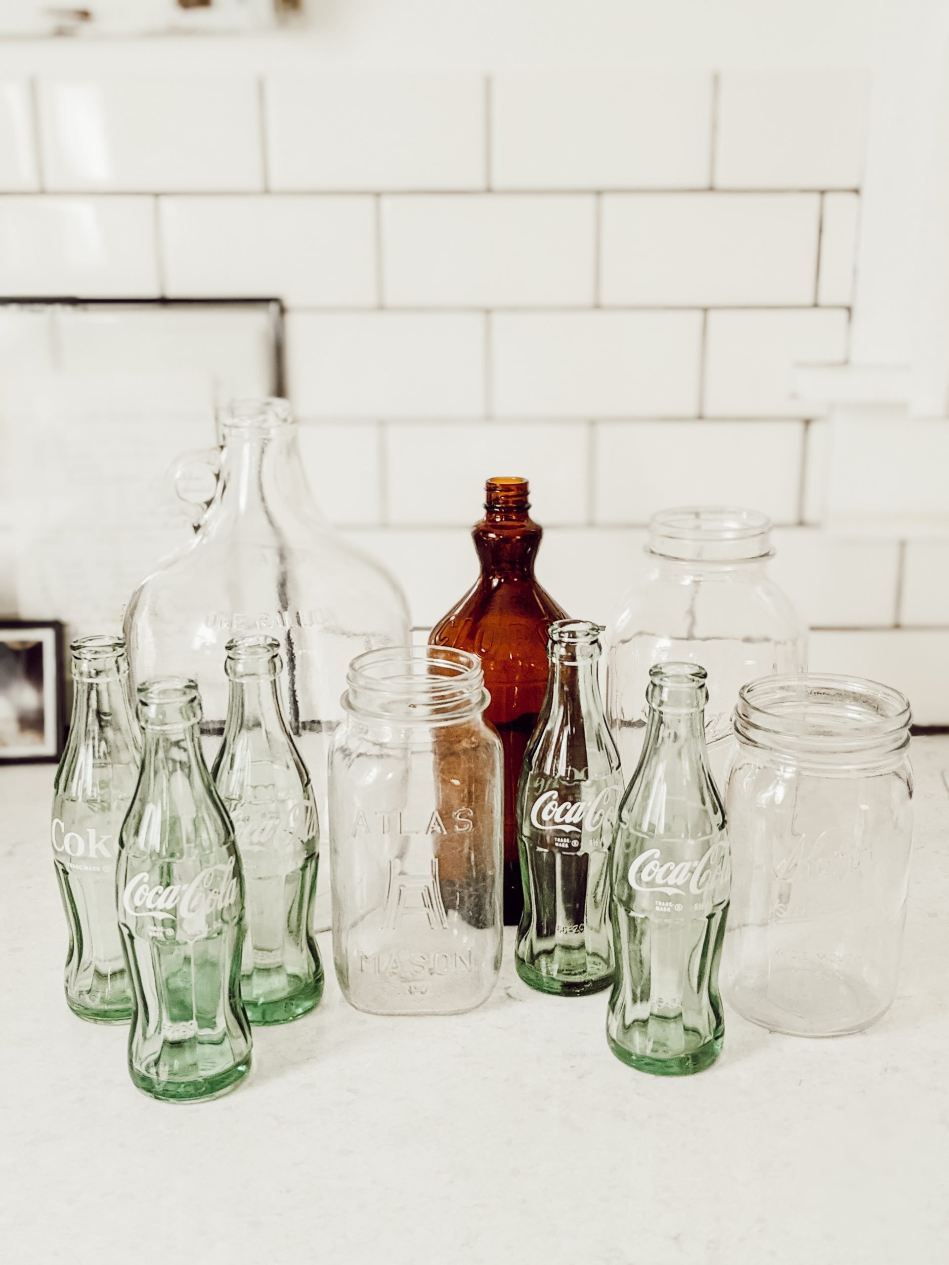 vintage glass bottles and jars