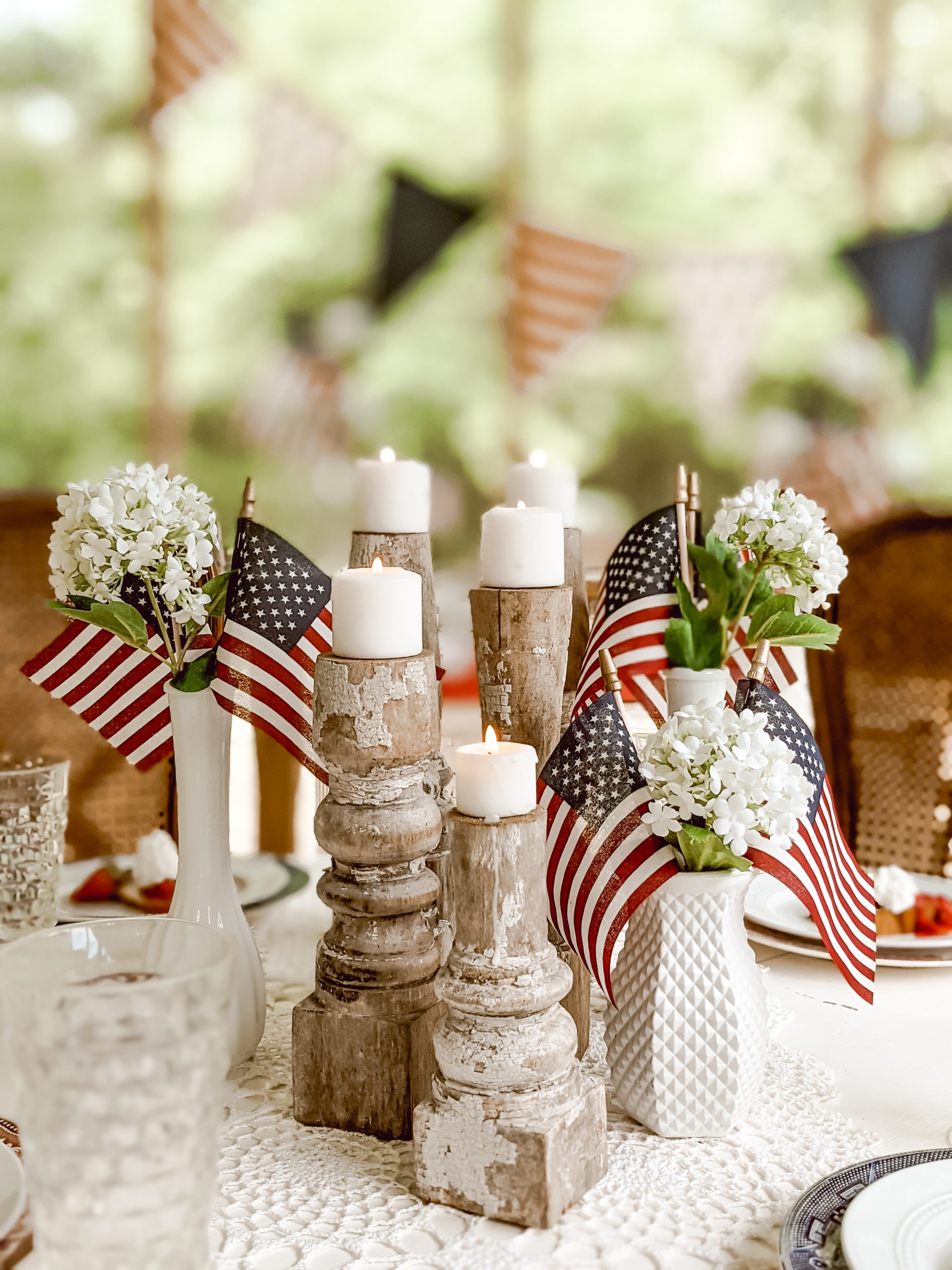 4th of July outdoor table centerpiece