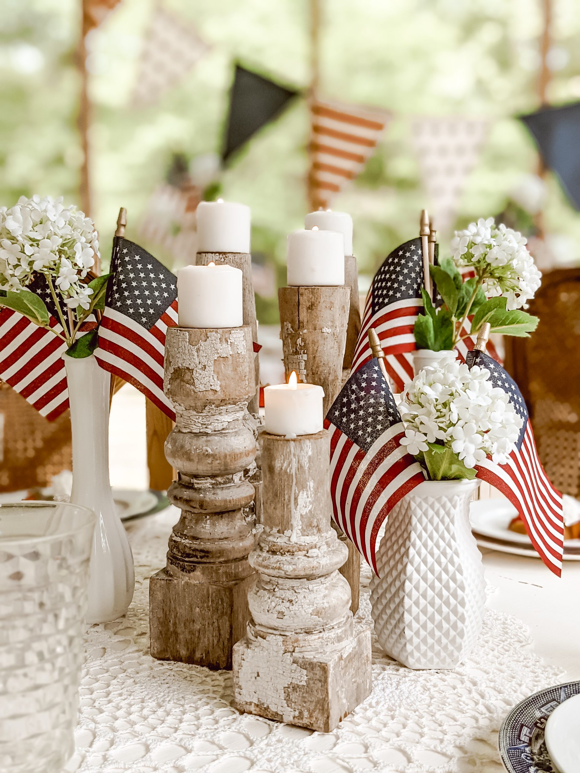 vintage patriotic dining table decor