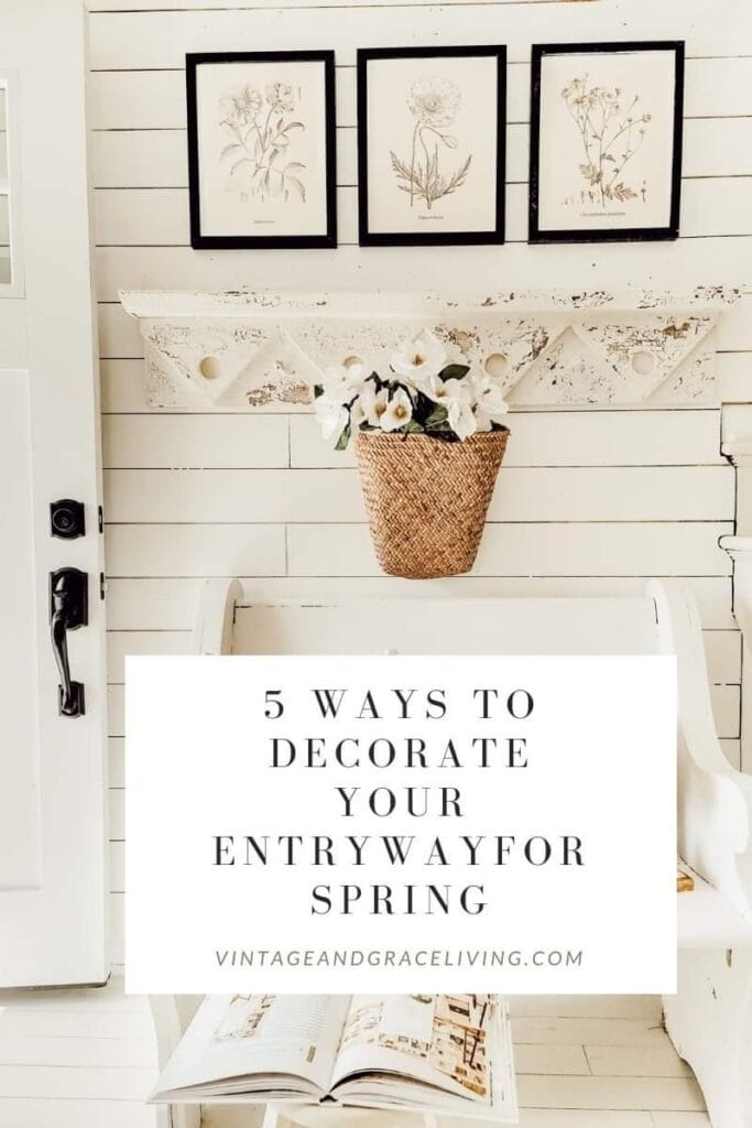 Spring Entryway Decor by Cynthia of Vintage and Grace Living
