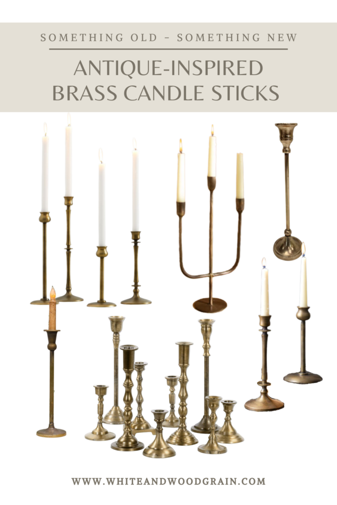 antique-inspired brass taper candle sticks
