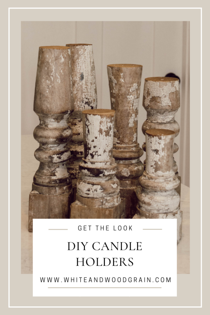 DIY chippy white candle holders
