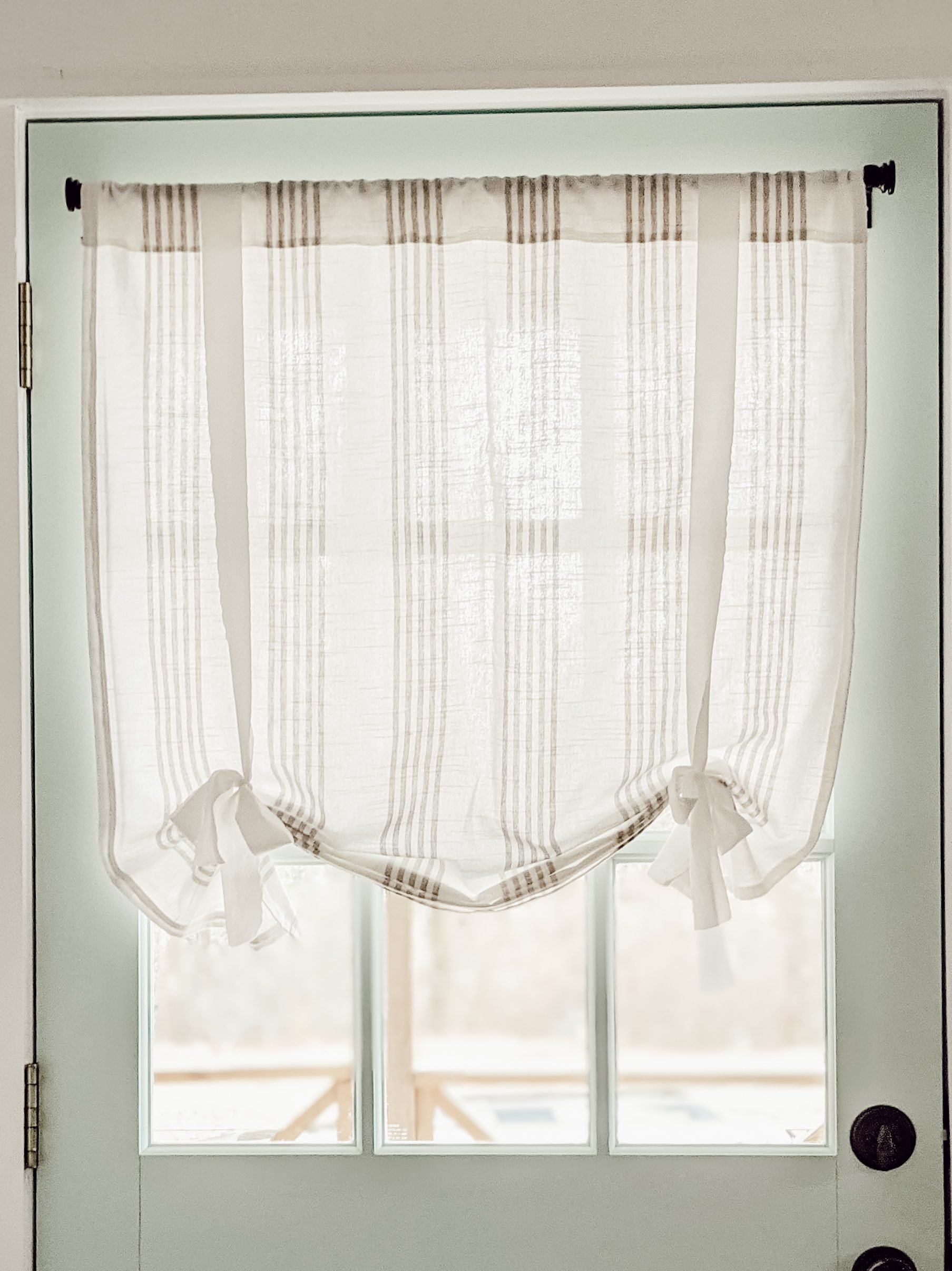 cottage style DIY tie-up curtains 