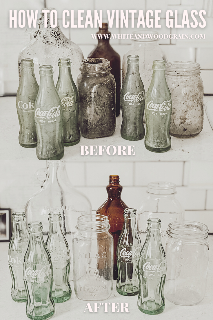 how to clean old found vintage glass bottles and jars so they can be reused in your home's decor