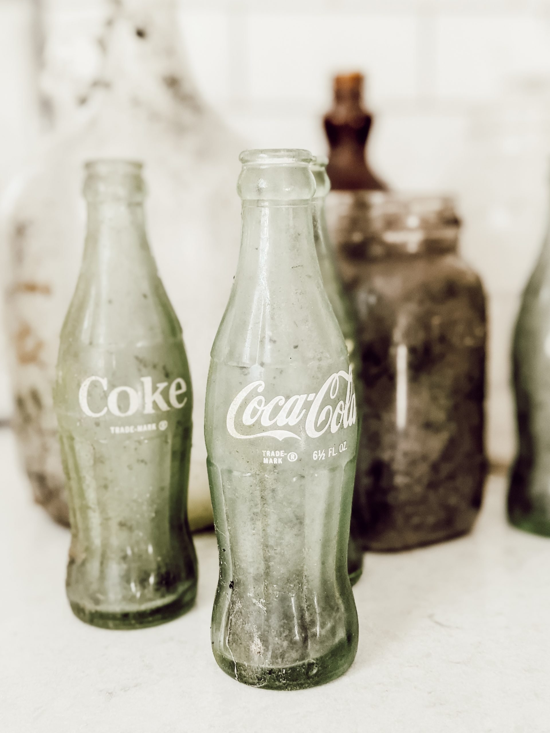 old green glass coca cola bottles