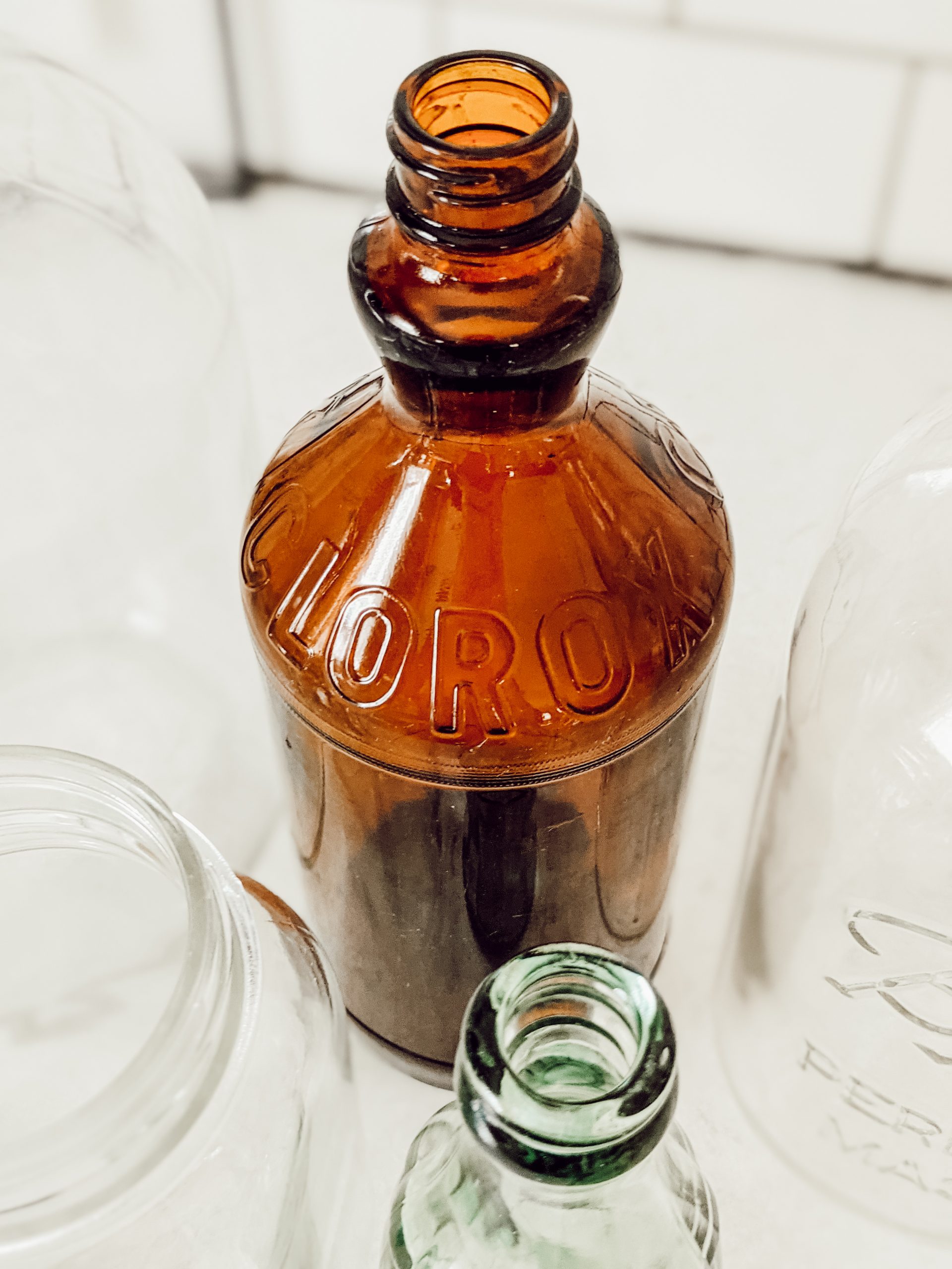 amber glass vintage clorox bottle