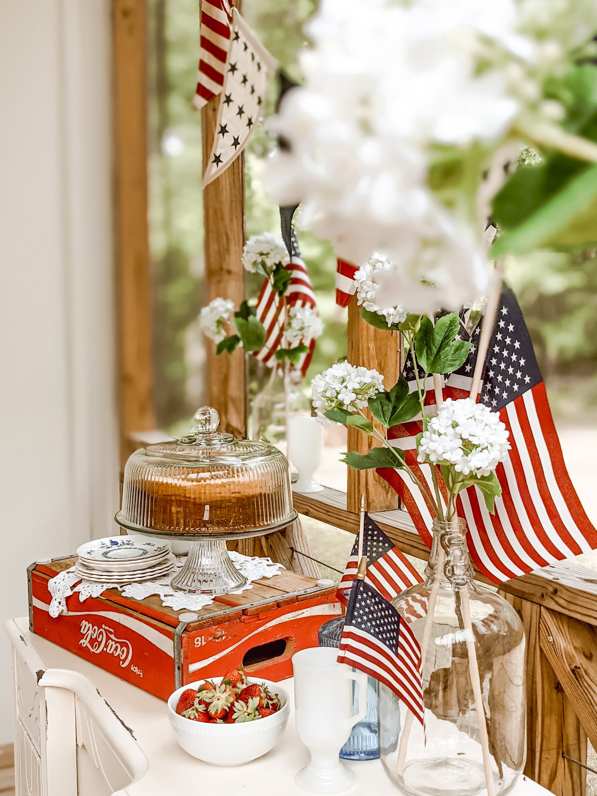 patriotic dessert table decor with mini flags