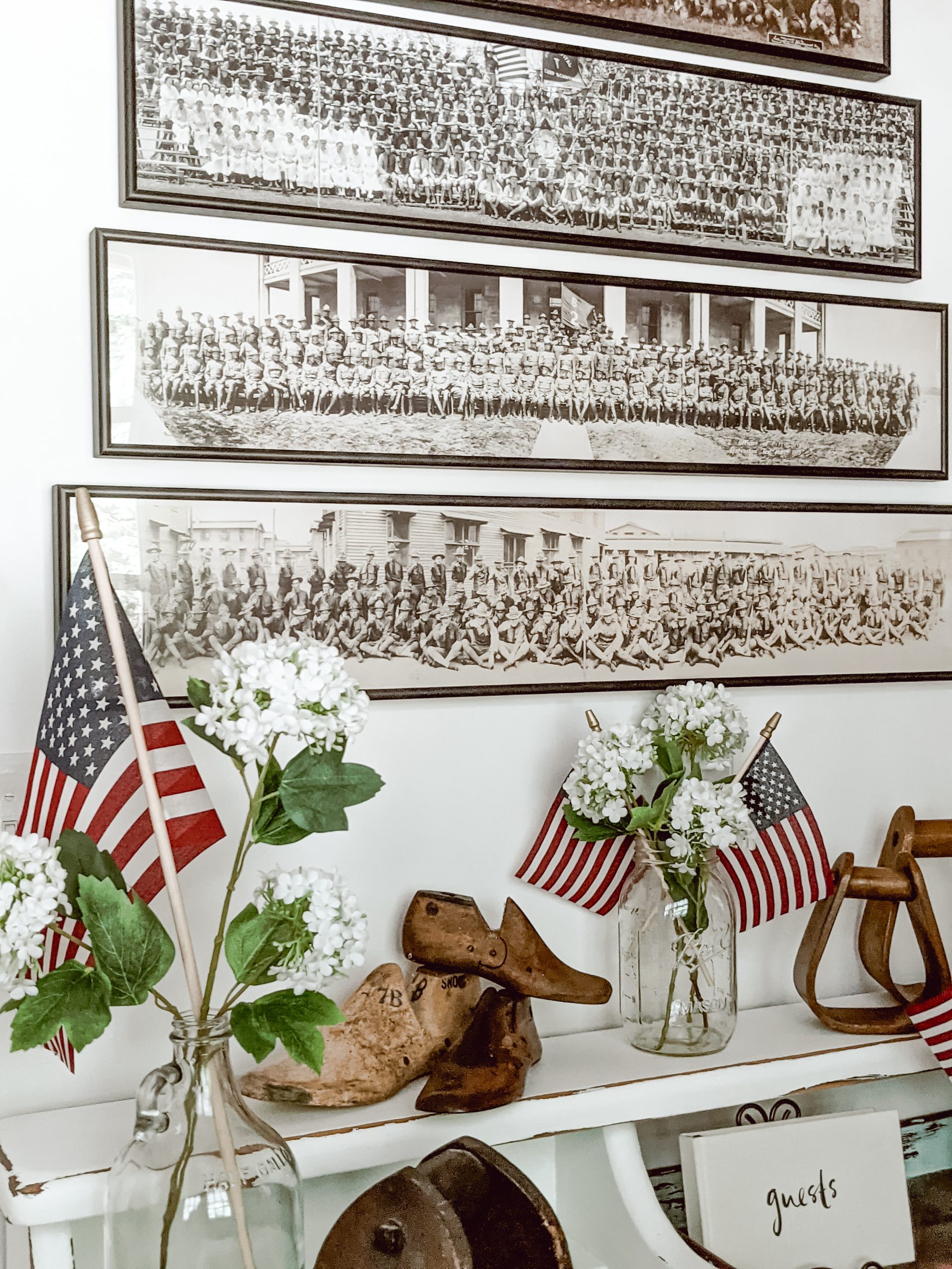 vintage military panoramic photos and memorial day decor