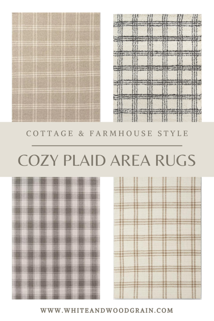 cottage and farmhouse style cozy neutral plaid area rugs
