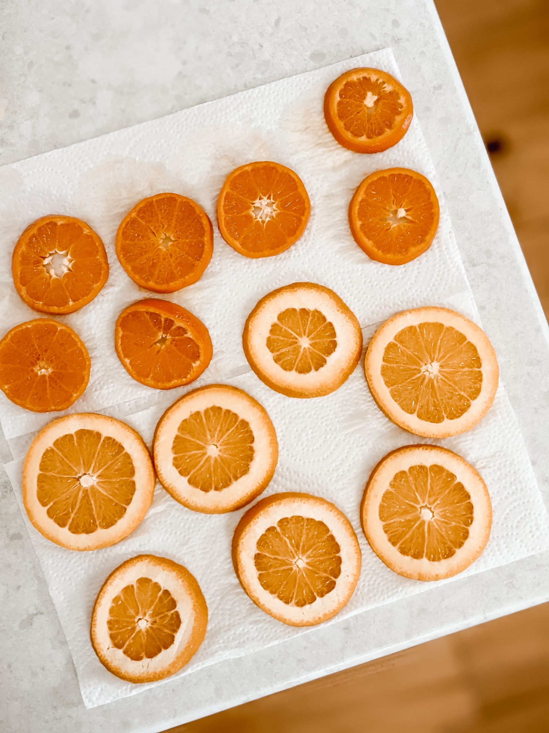 drying oranges and clementines