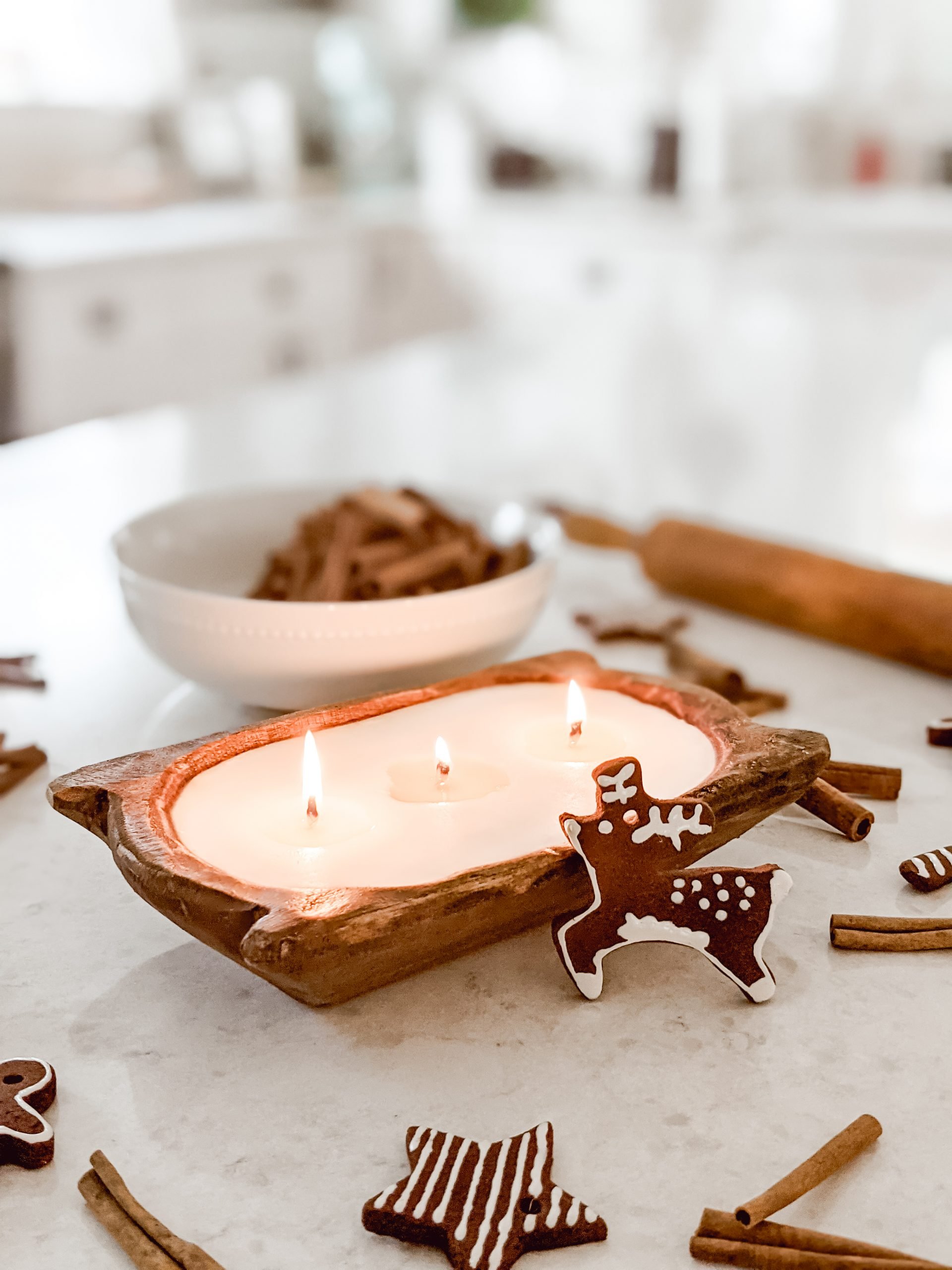 spiced gingerbread scented dough bowl candle