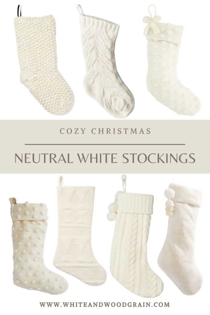 neutral christmas decor finds white stockings