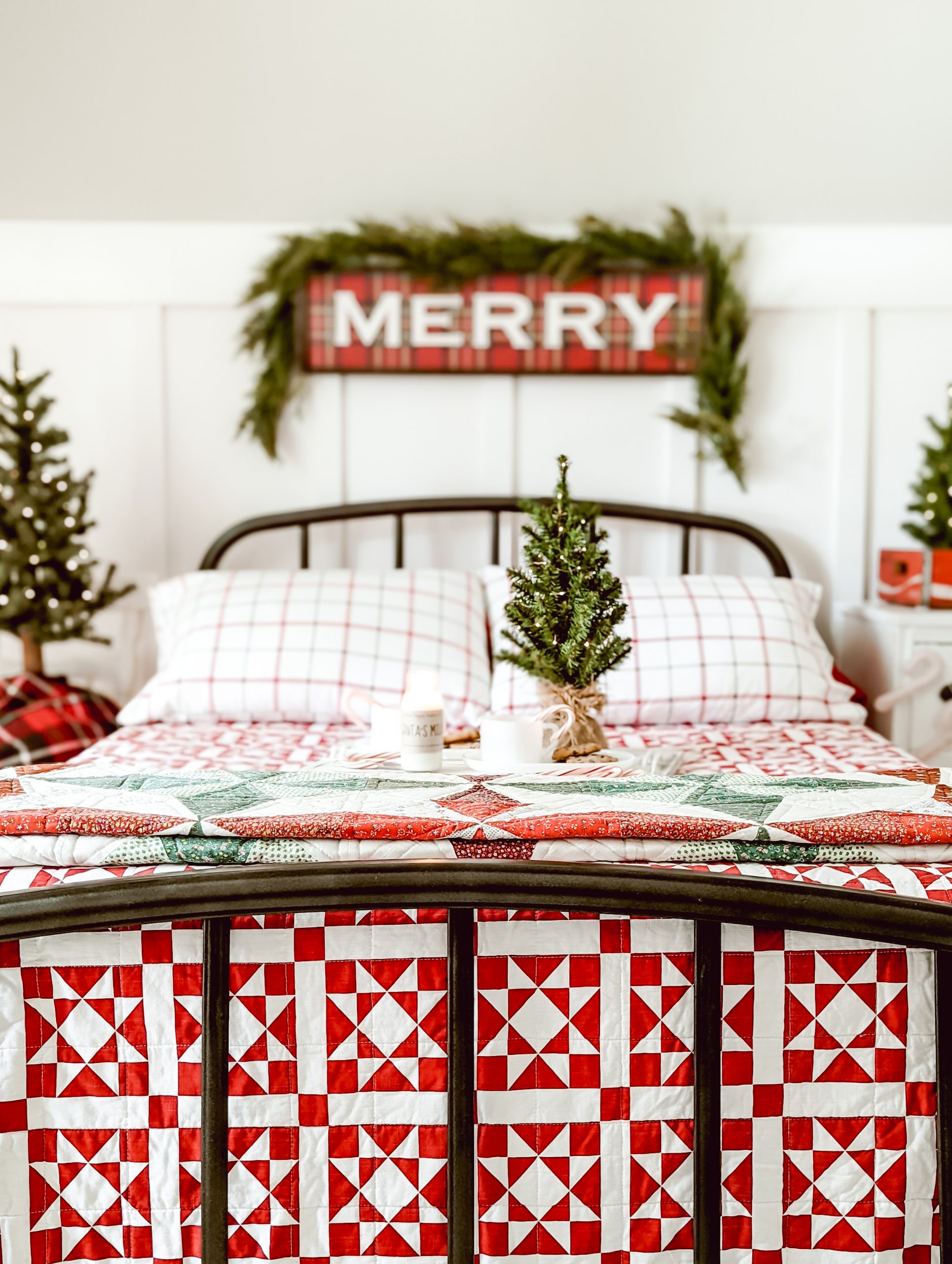 cozy red Christmas bedding