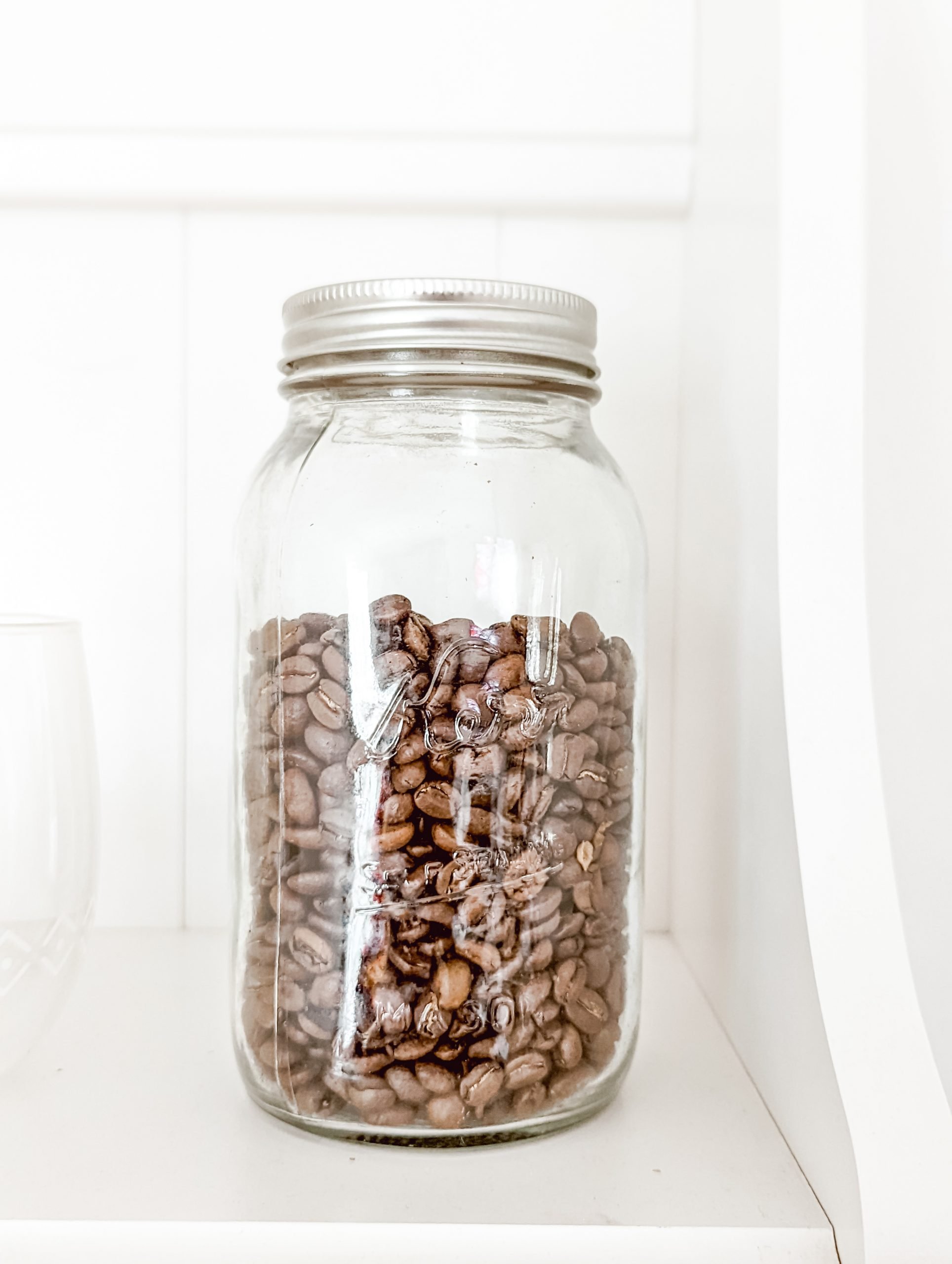 kerr mason jar with coffee beans