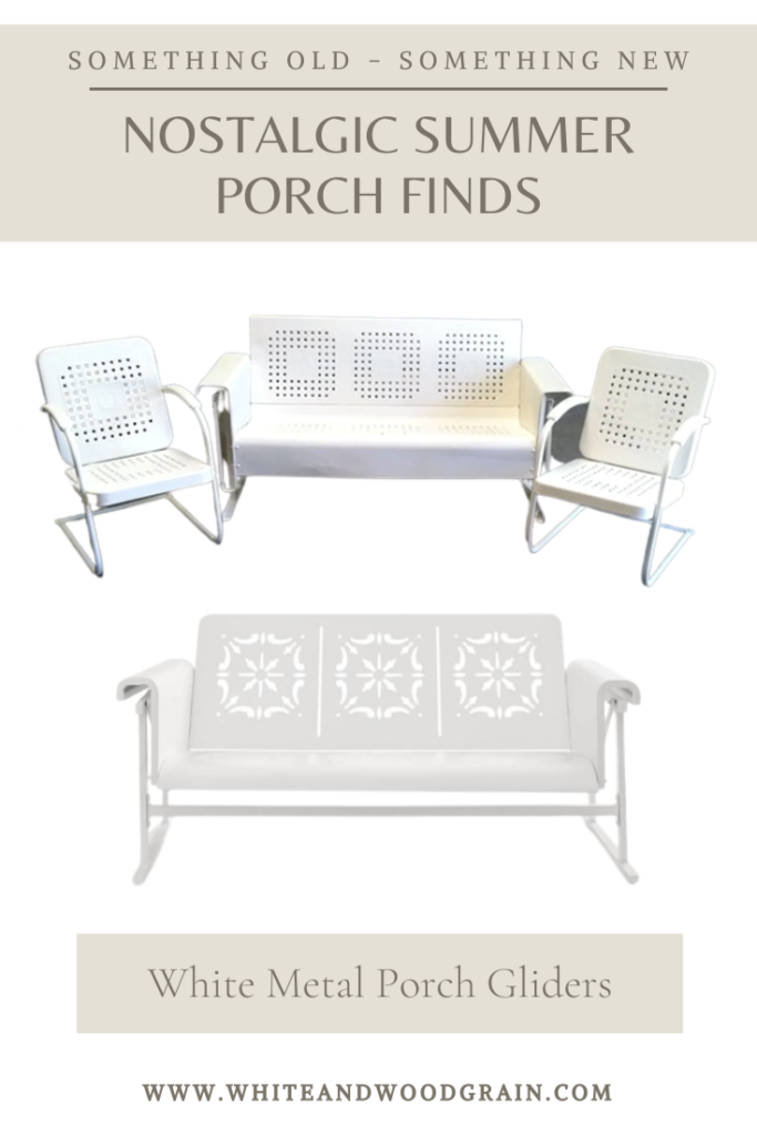 nostalgic white metal gliders for porch seating and furniture
