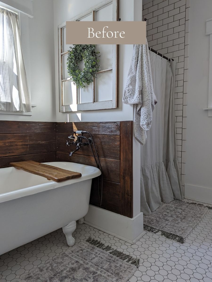 bathroom image before using White & Woodgrain's mobile lightroom presets
