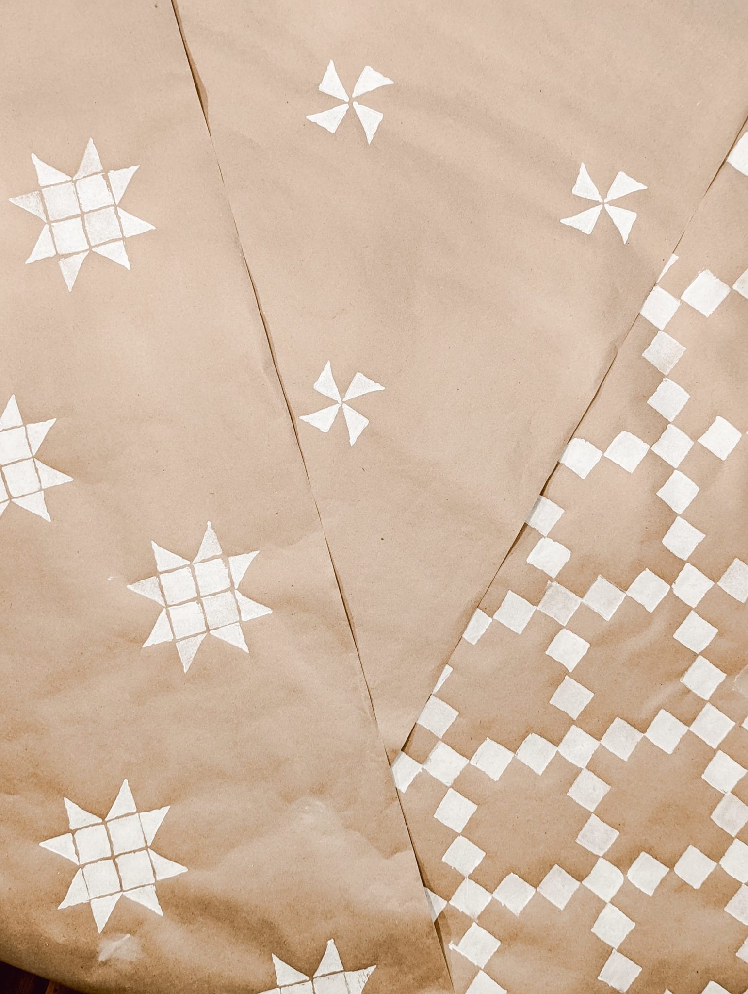 DIY Vintage Christmas Wrapping Paper with Potato Stamps