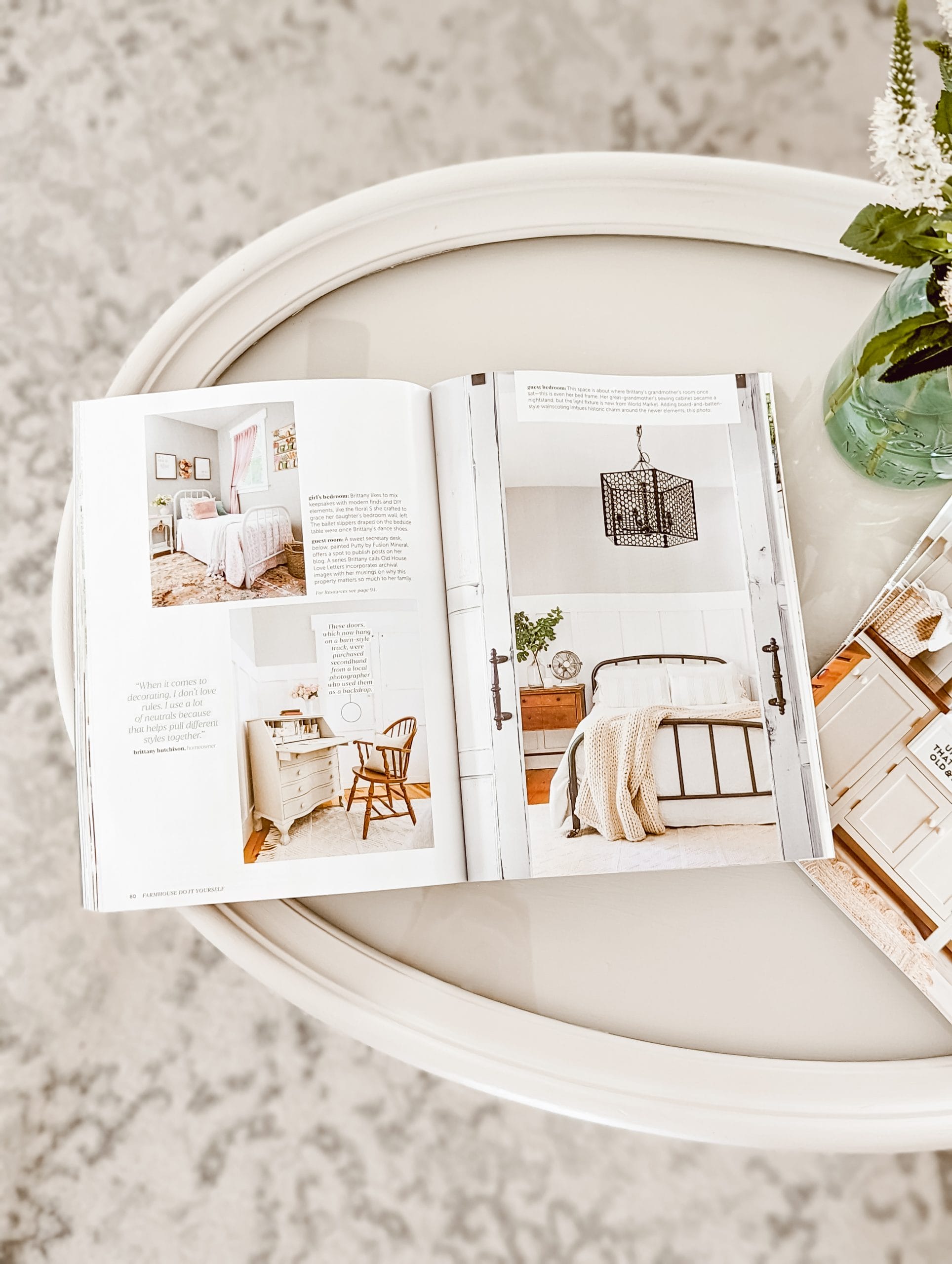 NC Blogger Brittany Hutchison and White and Woodgrain's feature in Better Homes & Gardens Farmhouse Do It Yourself Magazine for 2023