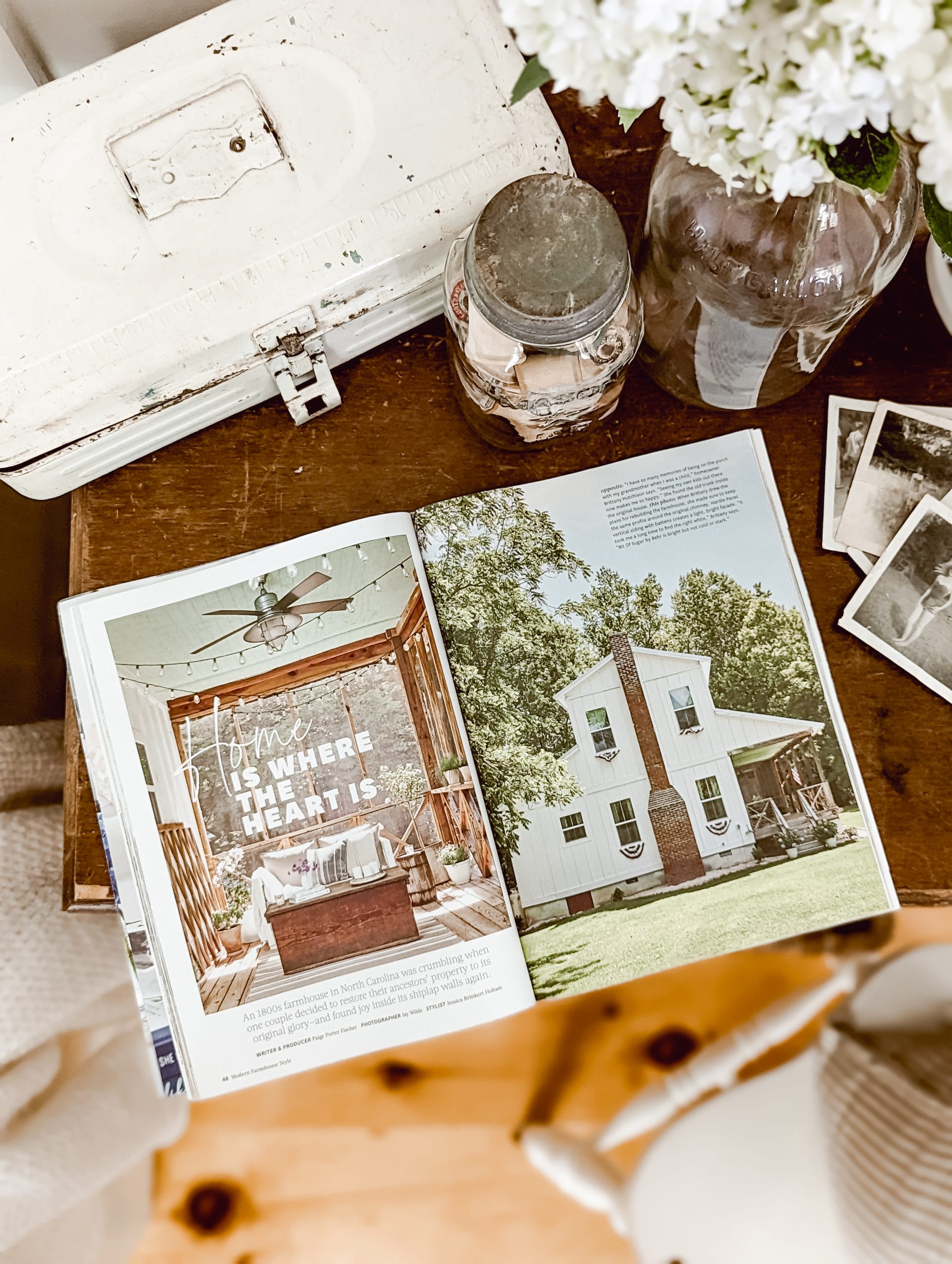 Home and DIY Blogger Brittany Hutchison's 1800's NC farmhouse featured in Modern Farmhouse Style Magazine titled home is where the heart is