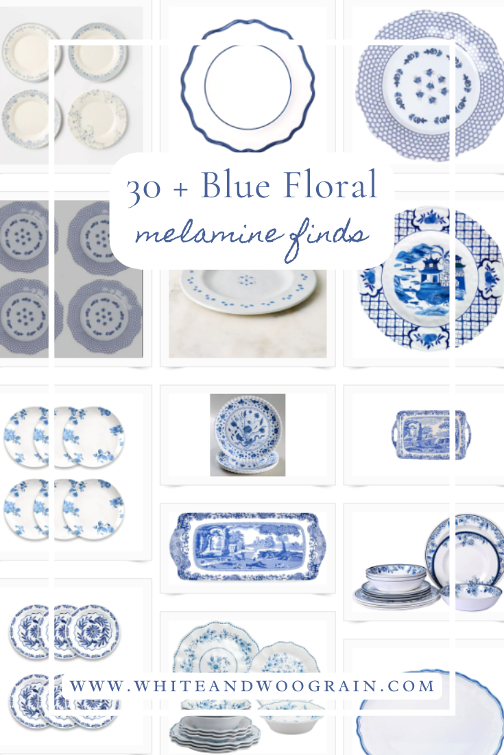 30+ blue floral melamine plates and dishware finds curated by White and Woodgrain
